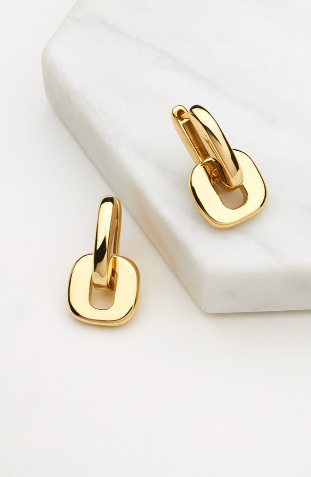 Zafino Women's Gold Ella Double Link Hoop Earring | Gretel Lane