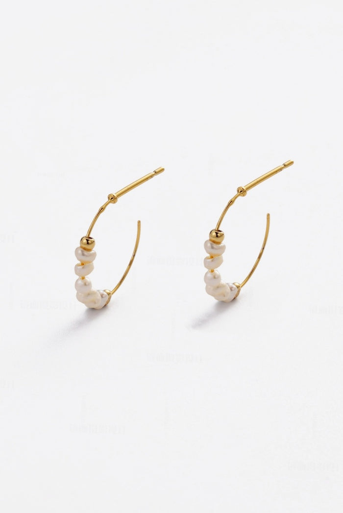 Zafino Elle Pearl Hoop Earrings in old | Gretel Lane
