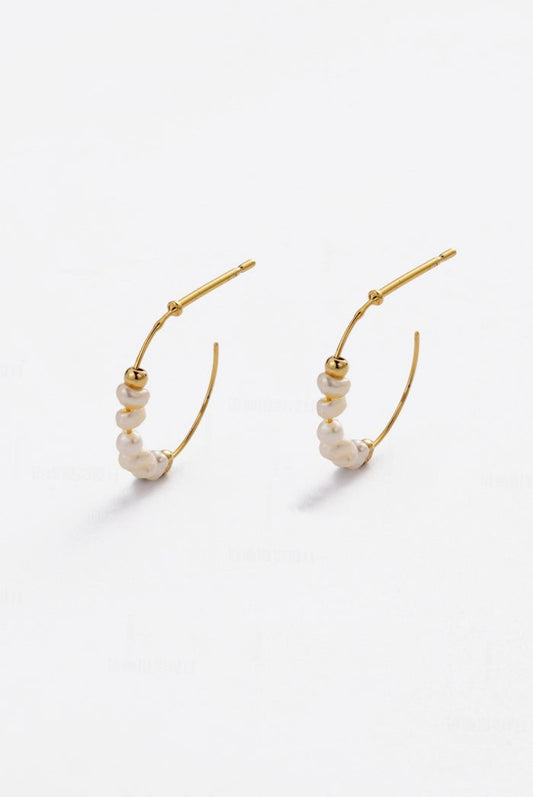 Zafino Elle Pearl Hoop Earrings in old | Gretel Lane