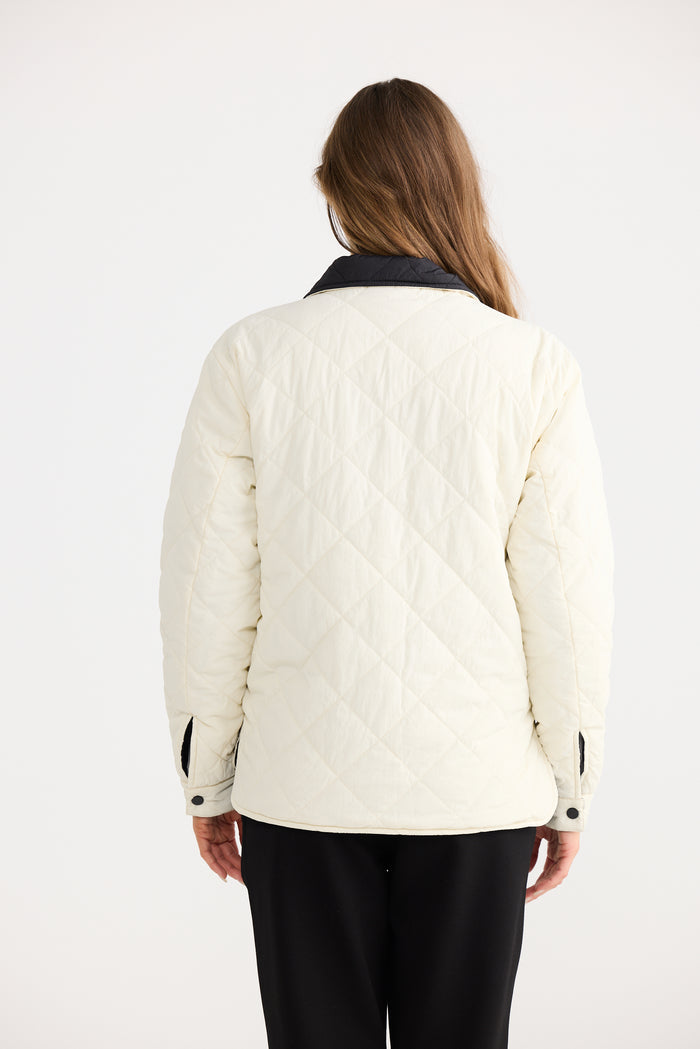 Home Love Ellis Reversible Puffer Jacket in Black with Cream | Women's Jackets | Gretel Lane