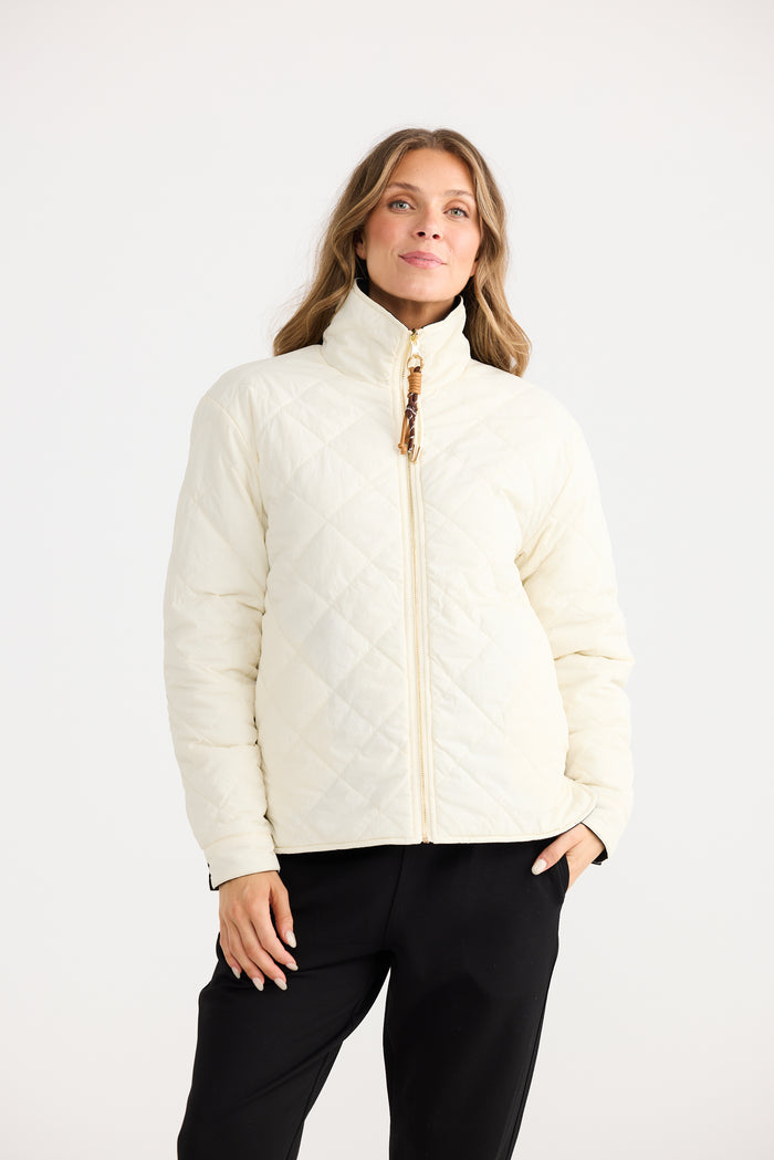 Home Love Ellis Reversible Puffer Jacket in Black with Cream | Women's Jackets | Gretel Lane