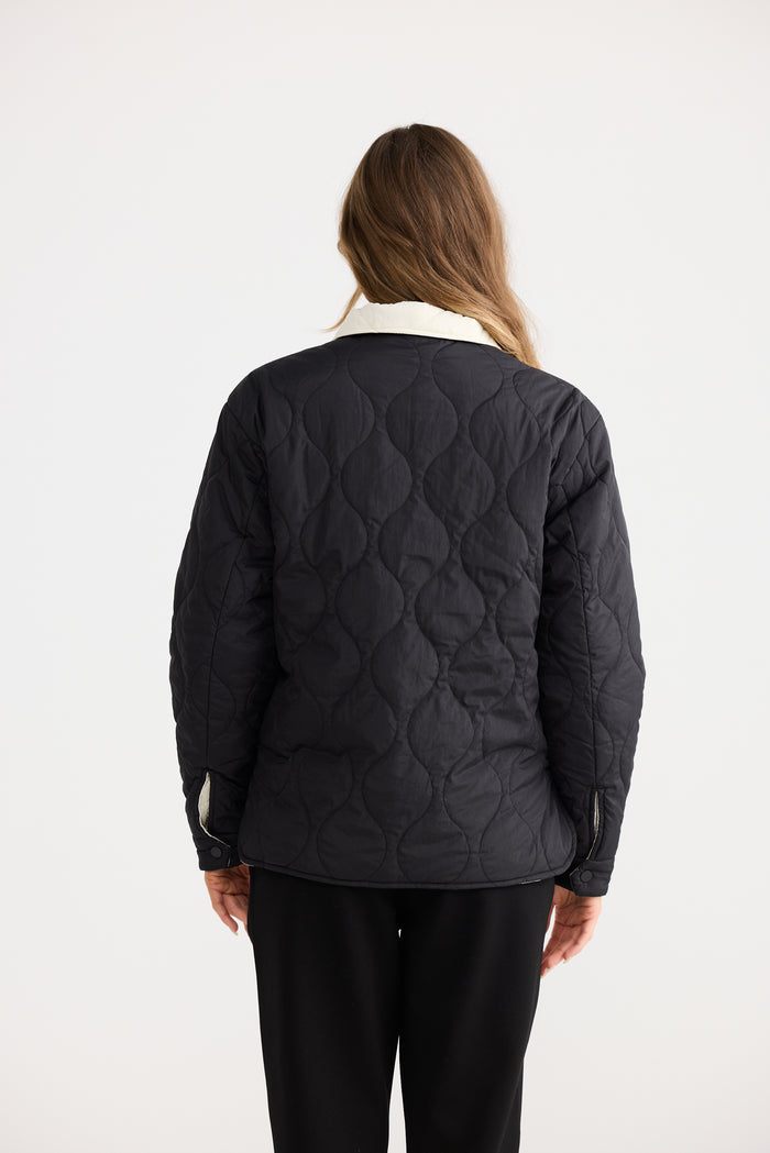 Home Love Ellis Reversible Puffer Jacket in Black with Cream | Women's Jackets | Gretel Lane