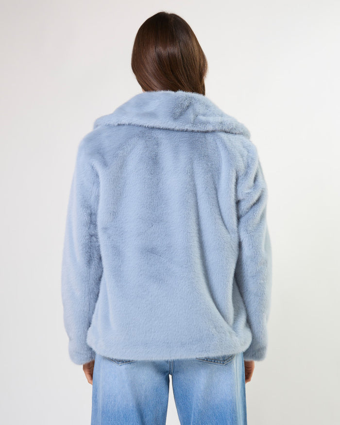 Stella + Gemma Elsa Faux Fur Jacket in Frosted Sky | Women's Jackets | Gretel Lane