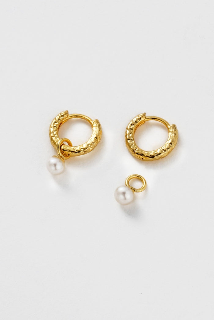 Zafino Women's Gold Emery Drop Pearl Huggie Earring | Gretel Lane