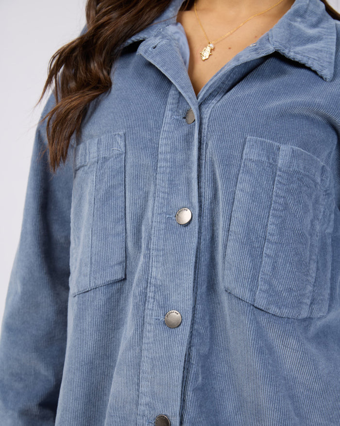 All About Eve Emma Oversized Cord Shacket - Light Blue