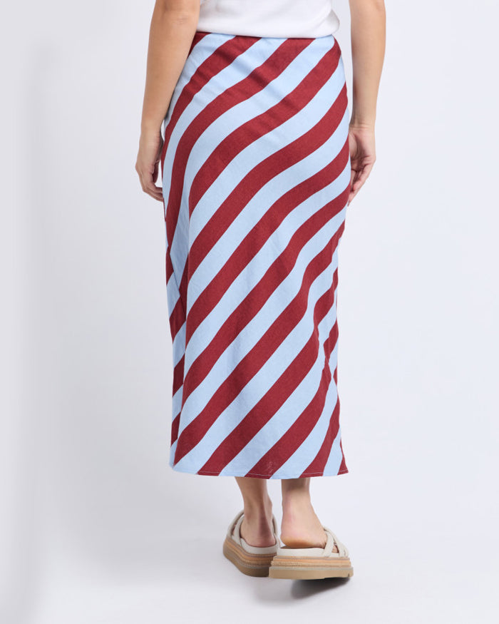 Esmarie Red and Blue Stripe Bias Cut Skirt | Gretel Lane