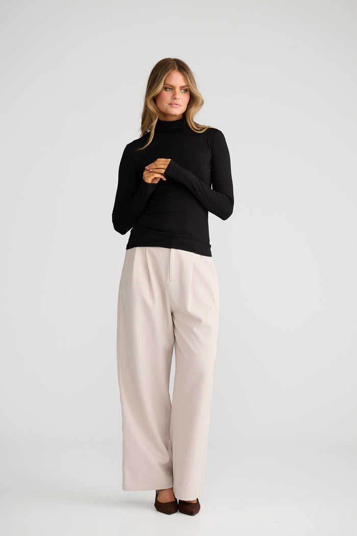 Brave + True Essential Long Sleeve Polo Top in Black | Women's Clothing | Gretel Lane