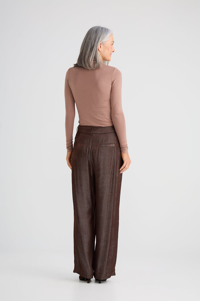 Brave + True Essential Long Sleeve Polo Top in Brown | Women's Clothing | Gretel Lane