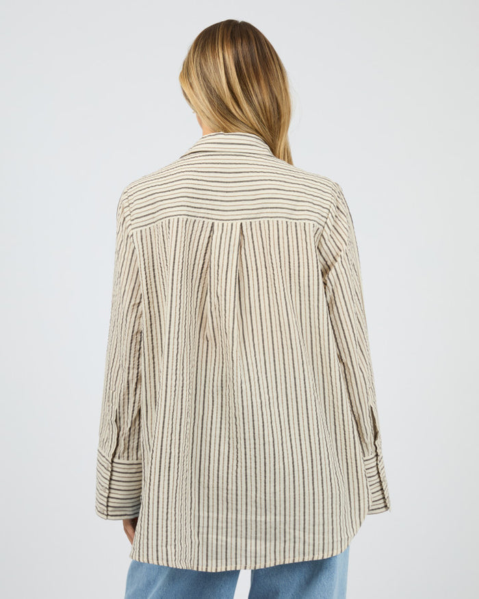 All About Eve Eva Seersucker Brown Stripe Shirt | Women's Clothing | Gretel Lane
