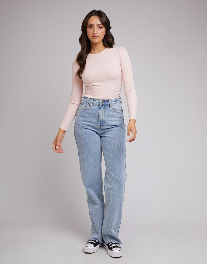 All About Eve Rib Baby Long Sleeve Tee in Pale Pink | Gretel Lane