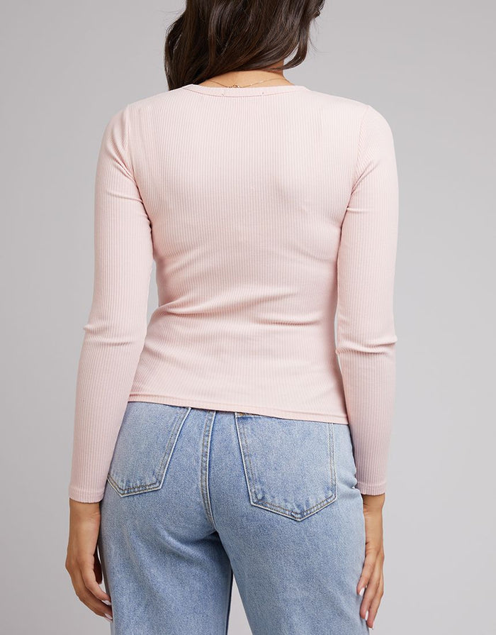 All About Eve Rib Baby Long Sleeve Tee in Pale Pink | Gretel Lane