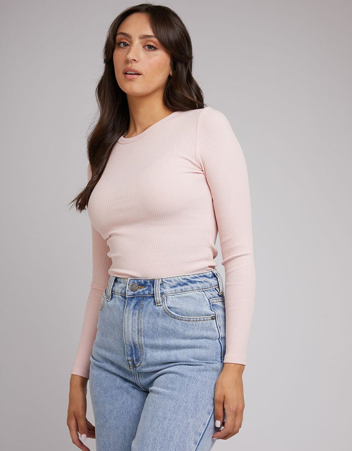 All About Eve Rib Baby Long Sleeve Tee in Pale Pink | Gretel Lane