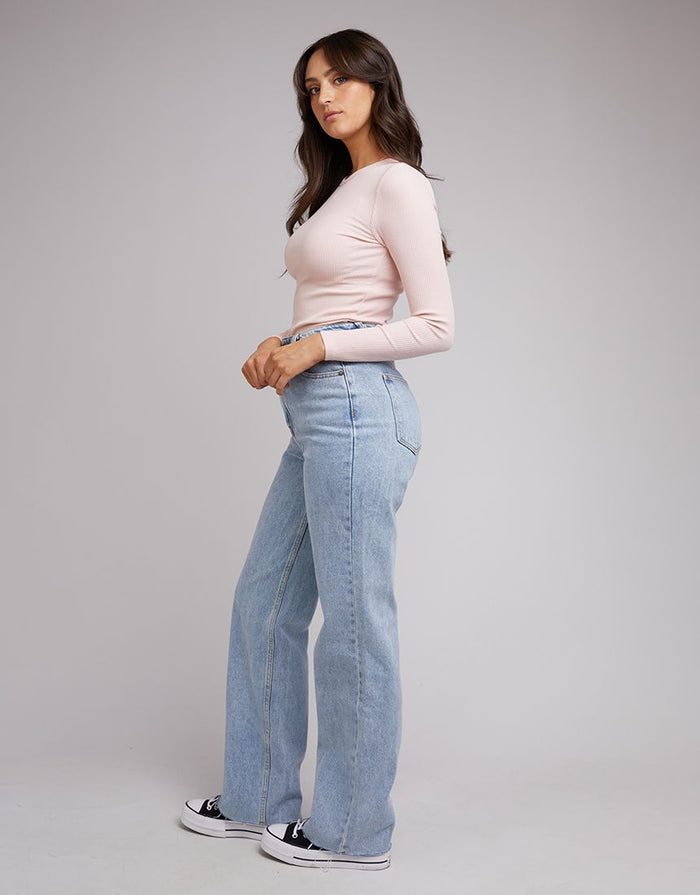 All About Eve Rib Baby Long Sleeve Tee in Pale Pink | Gretel Lane