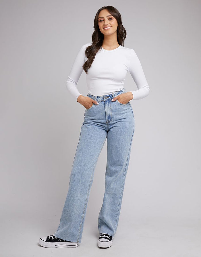 All About Eve Rib Baby Long Sleeve Tee in White | Gretel Lane