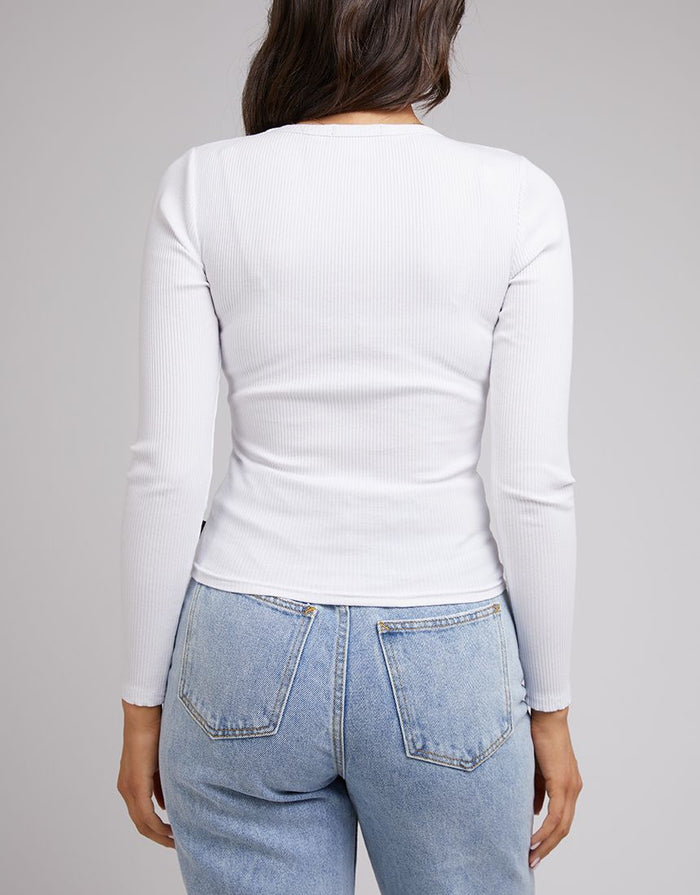 All About Eve Rib Baby Long Sleeve Tee in White | Gretel Lane