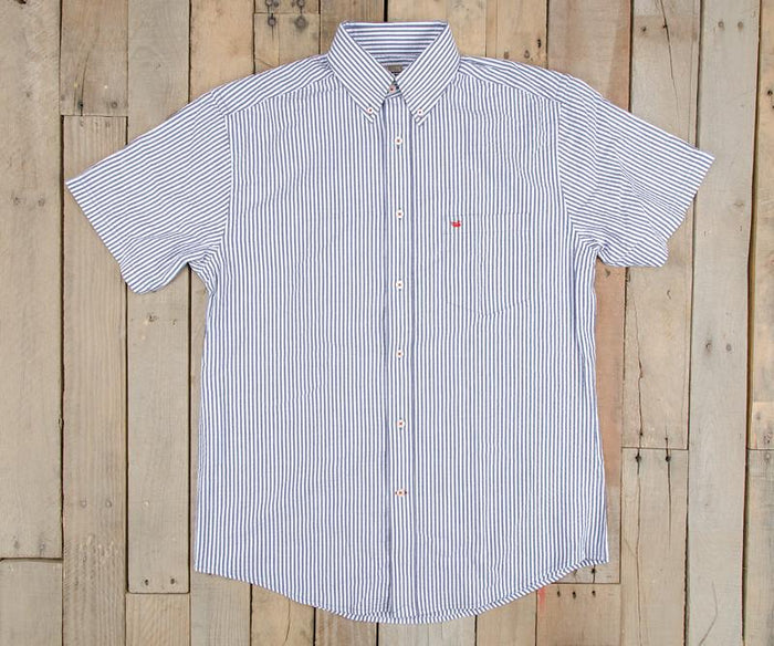 Navy Seersucker | Everett Dress Shirt | Short Sleeve
