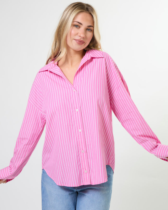 Stella + Gemma Everyday Cotton Button Through Shirt in Candy Stripe | Women's Clothing | Gretel Lane