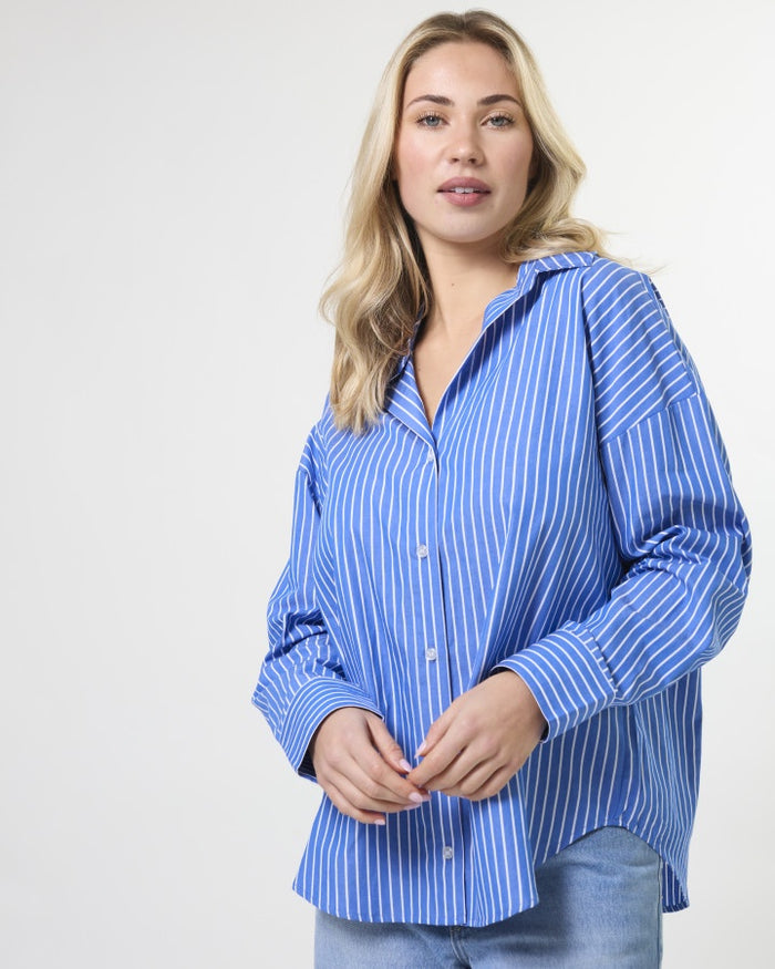 Stella + Gemma Everyday Cotton Button Through Shirt in Skyline Stripe | Women's Clothing | Gretel Lane