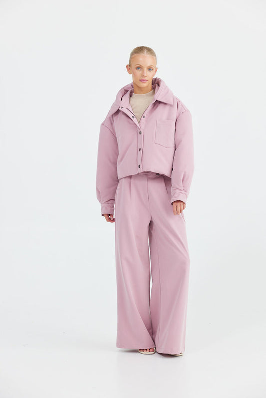 Evie Cropped Puffer Jacket - Pink | Daisy Says