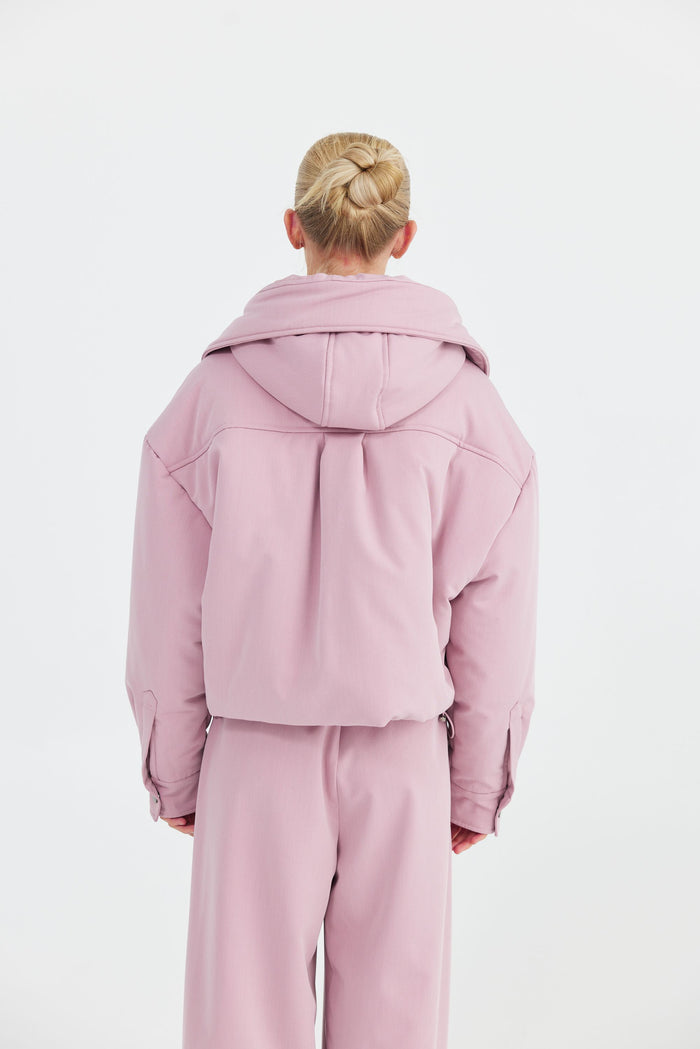 pink puffer hooded winter jacket | Daisy Says