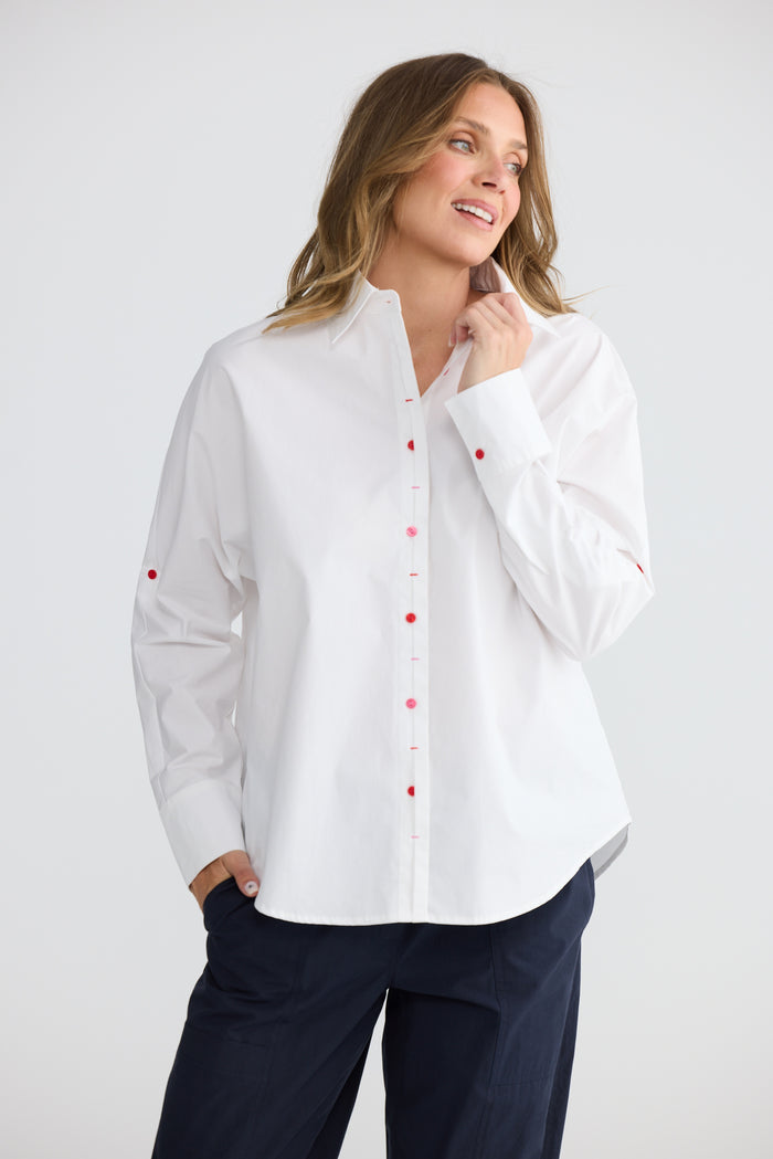 Fae Cotton Button Through Shirt in White
