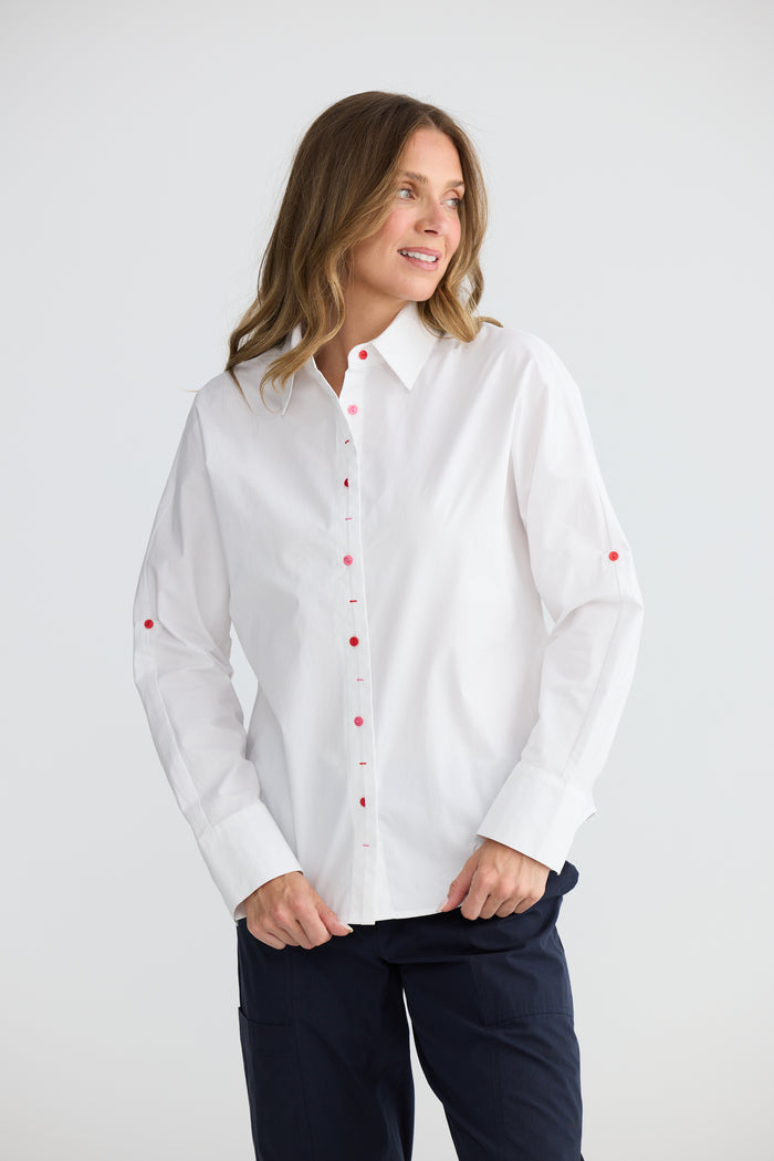 Fae Cotton Button Through Shirt in White