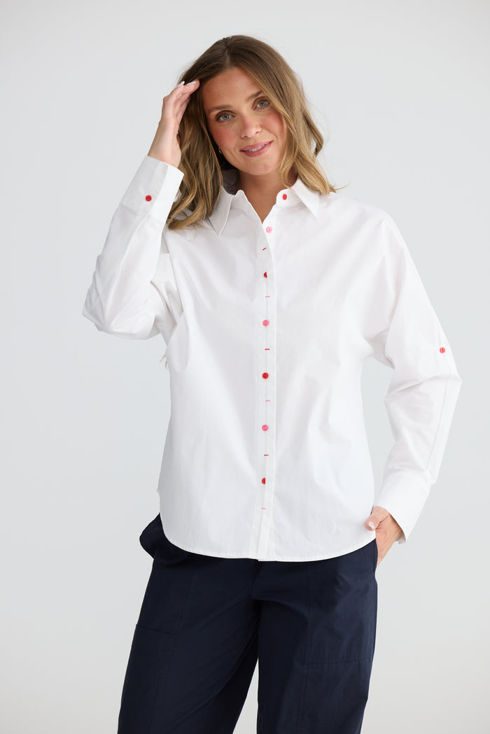 Fae Cotton Button Through Shirt in White