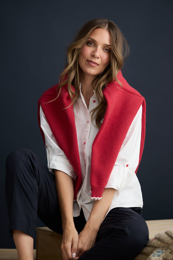 Fae Cotton Button Through Shirt in White | Gretel Lane