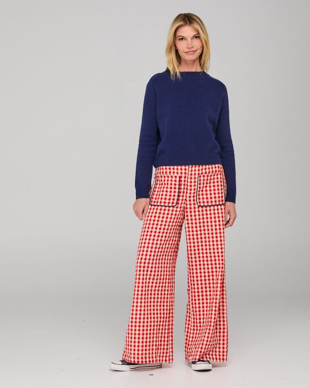 Boom Shankar Women's Red Seersucker Fay Pant | Gretel Lane