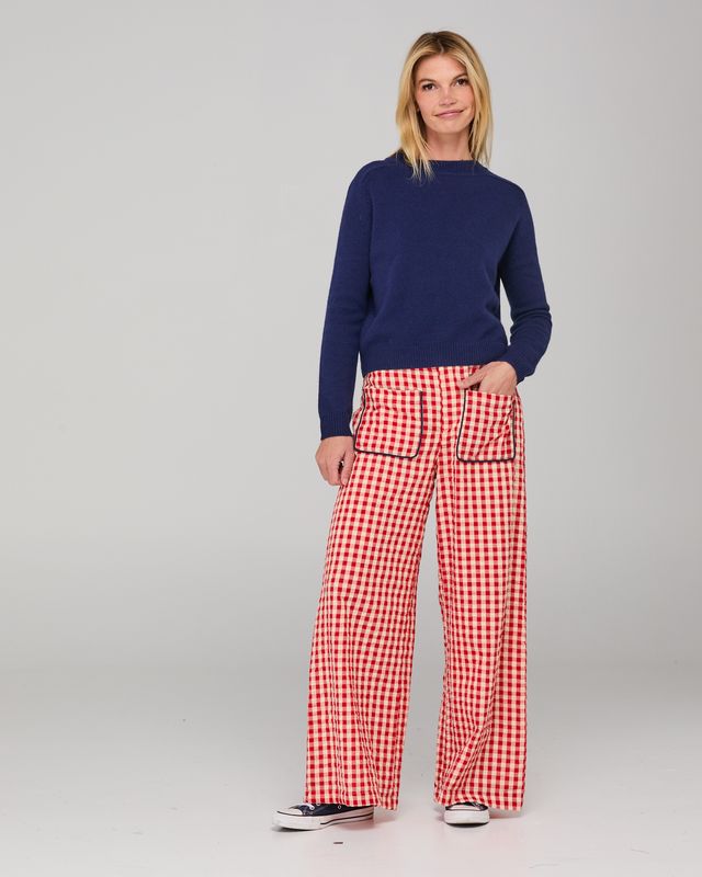 Boom Shankar Women's Red Seersucker Fay Pant | Gretel Lane