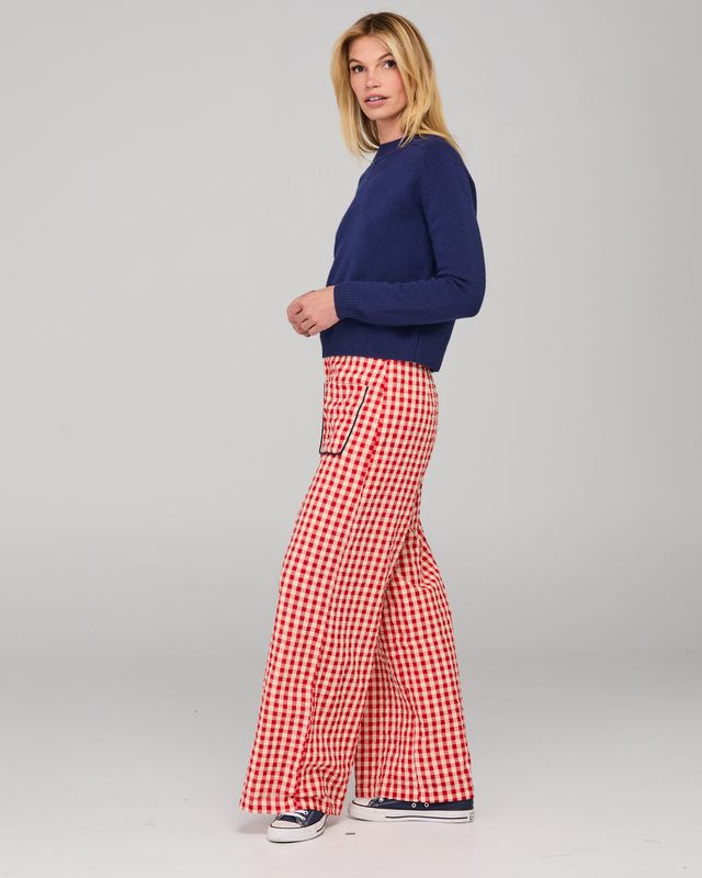 Boom Shankar Women's Red Seersucker Fay Pant | Gretel Lane