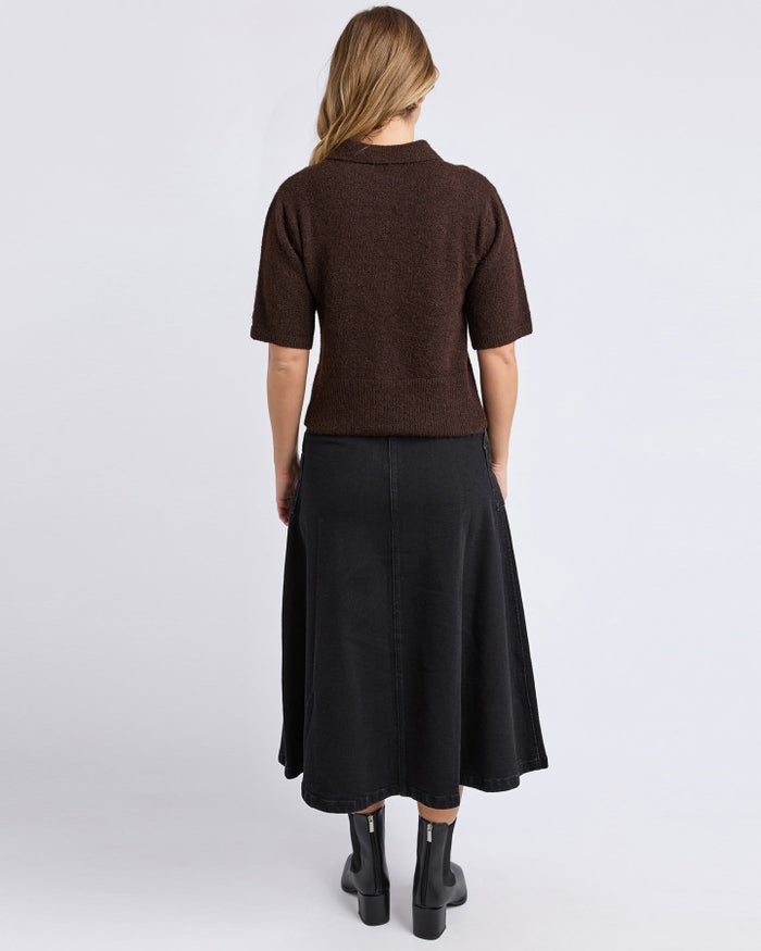 Foxwood Women's Brown Knit Fernie Button Front Tee | Gretel Lane