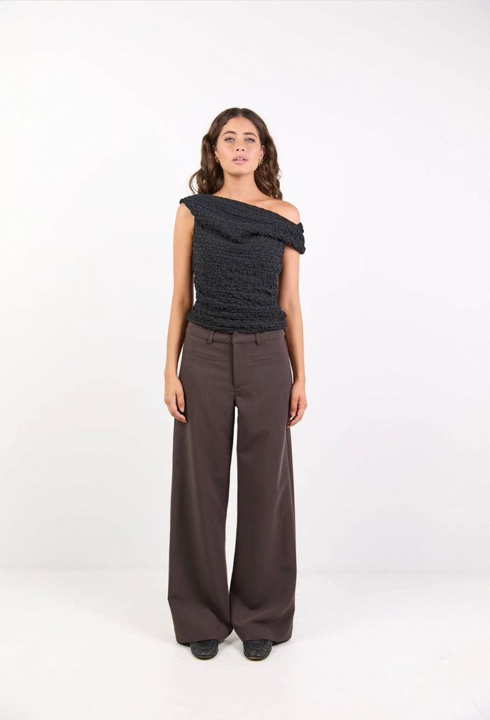 Stories Be Told Fierce Low Rise Stretch Wide Leg Pants Chocolate | Women's Pants | Gretel Lane
