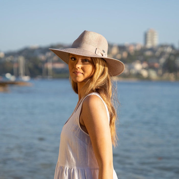 Before Dark Fiona Flexibraid Wide Brim Fedora Sandstone | Women's Hats | Gretel Lane