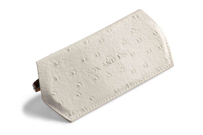 F&L Glasses Case - Ostrich Print (Stone)