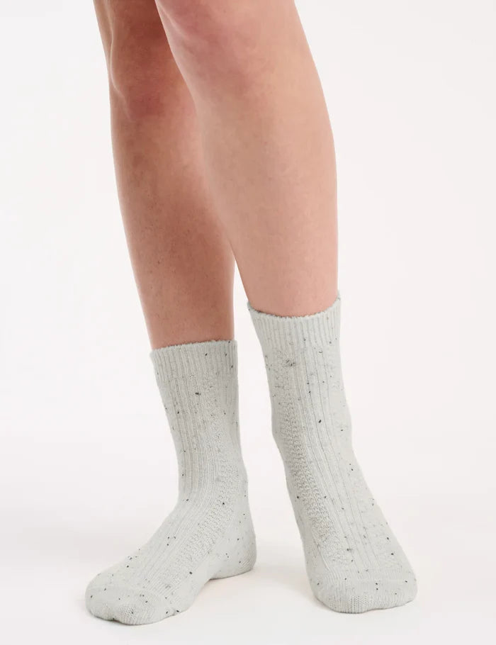Fleck Wool Crew Sock (Grey Marle/Black)