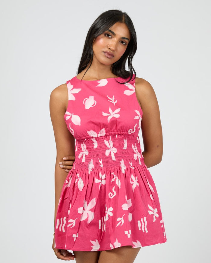 Fleur Mini Dress - Pink/White Floral Print