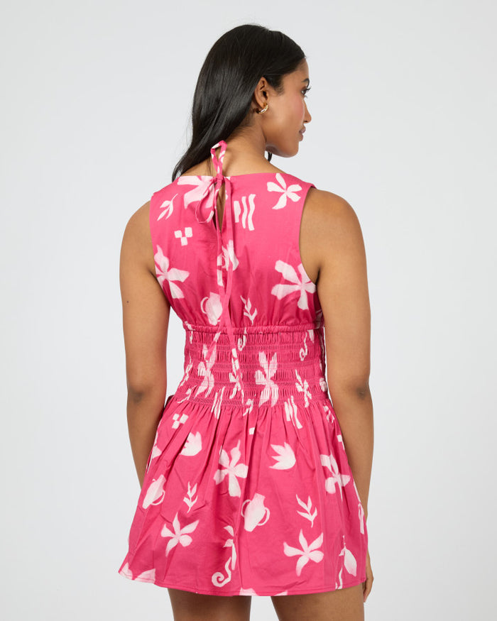 Fleur Mini Dress - Pink/White Floral Print