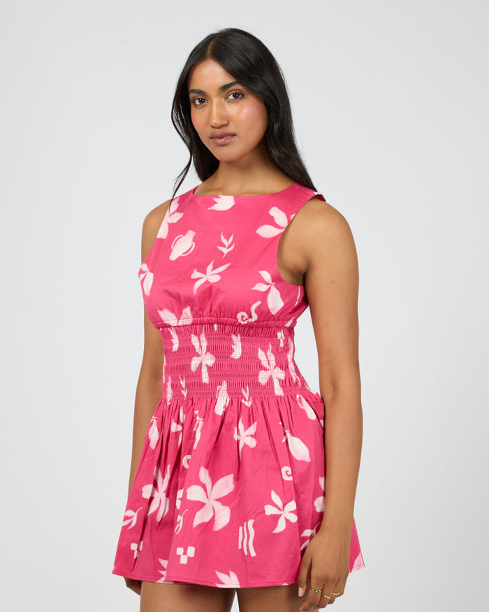 Fleur Mini Dress - Pink/White Floral Print