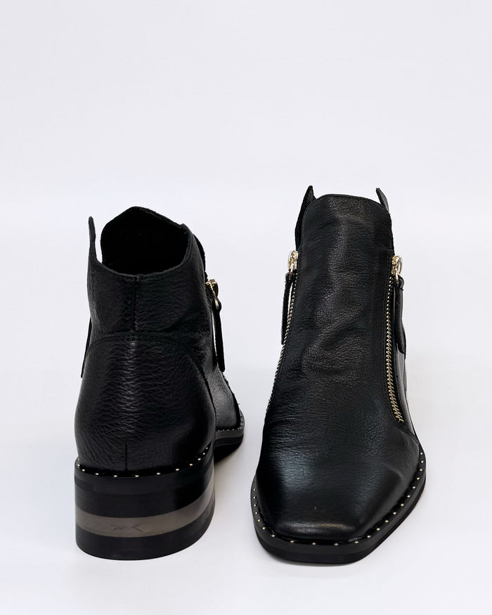 Django & Juliette Women's Black Leather Twin Zip Floriss Ankle Boot | Gretel Lane