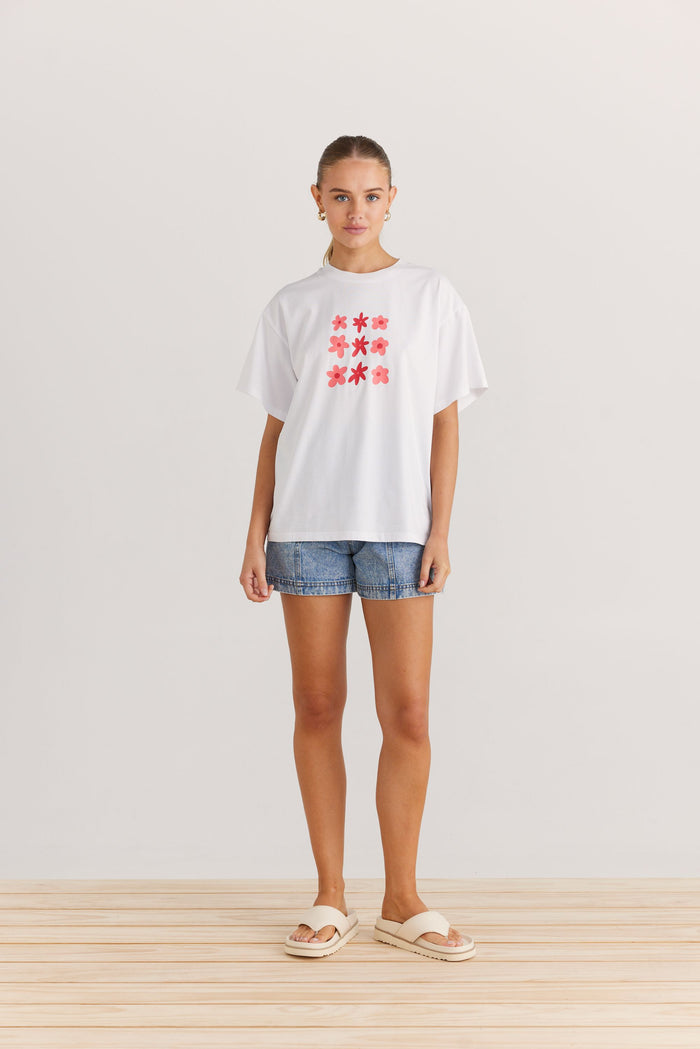 Flower Garden Boxy Tee (White)