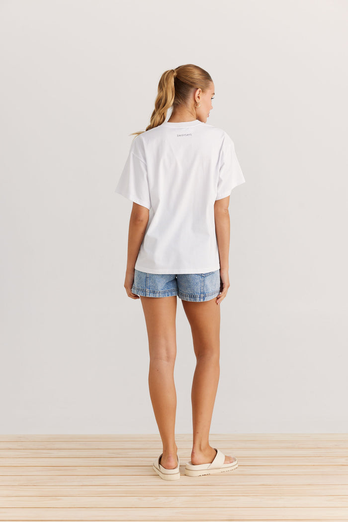 Flower Garden Boxy Tee (White)