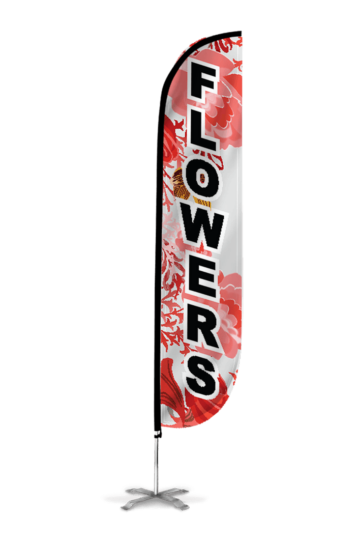 Flowers Feather Flag Pink