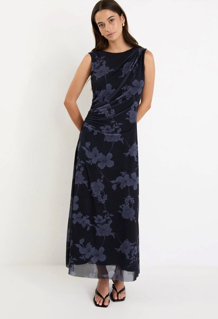 Among the Brave Frame Mesh Sleeveless Maxi Dress in Midnight Floral | Women's Dresses | Gretel Lane