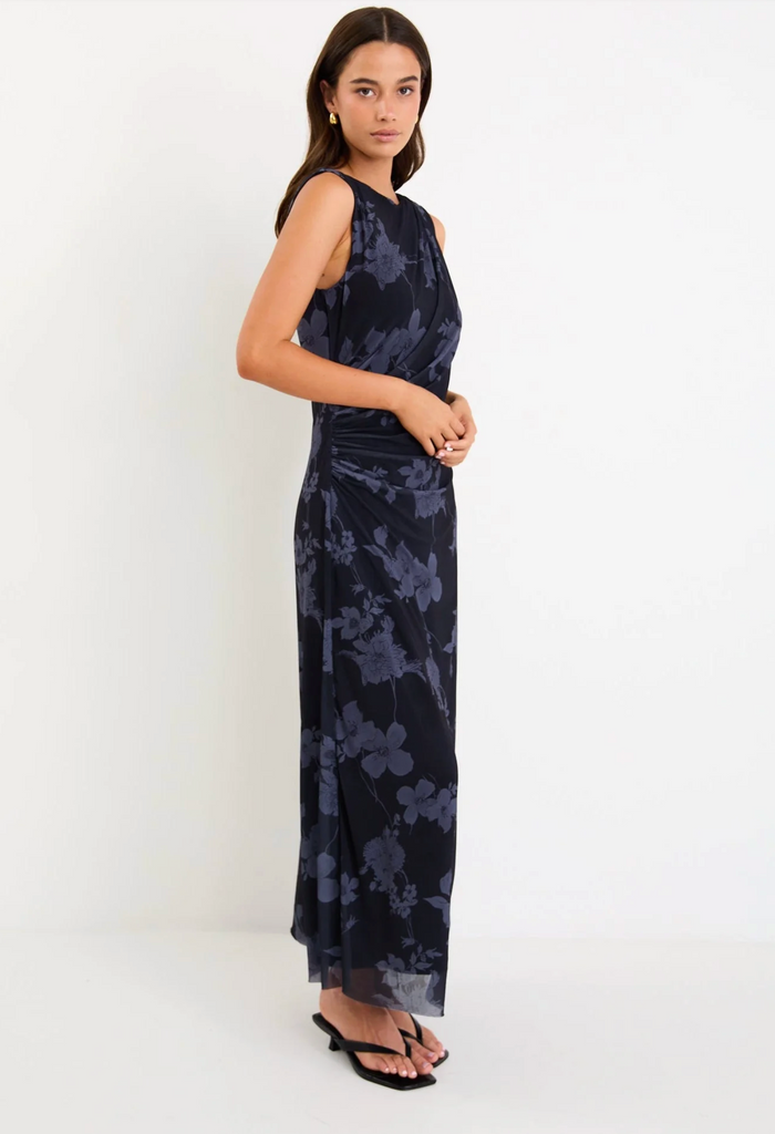 Among the Brave Frame Mesh Sleeveless Maxi Dress in Midnight Floral | Women's Dresses | Gretel Lane