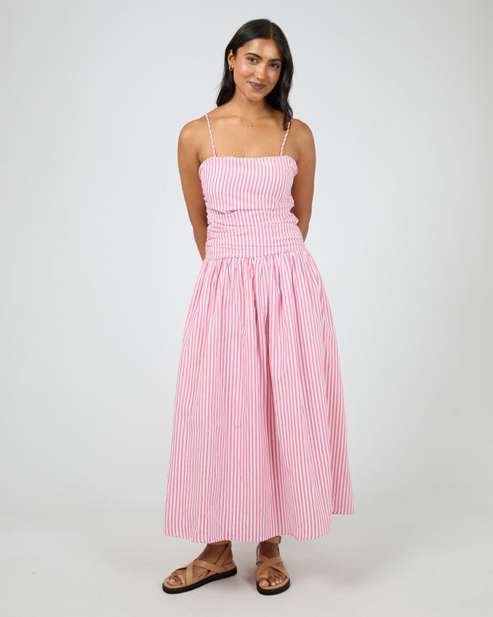 Pink striped maxi dress with spaghetti straps | All About Eve
