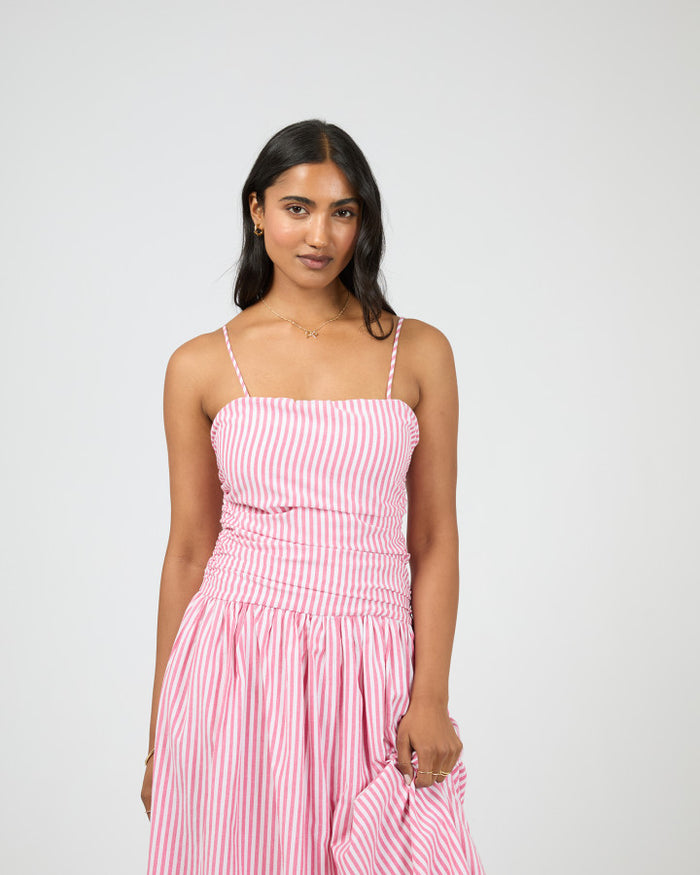 Women’s pink and white striped maxi dress | All About Eve
