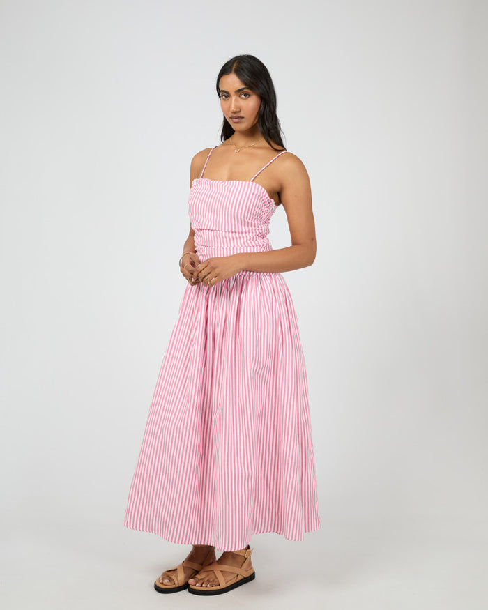 All About Eve pink striped summer maxi dress