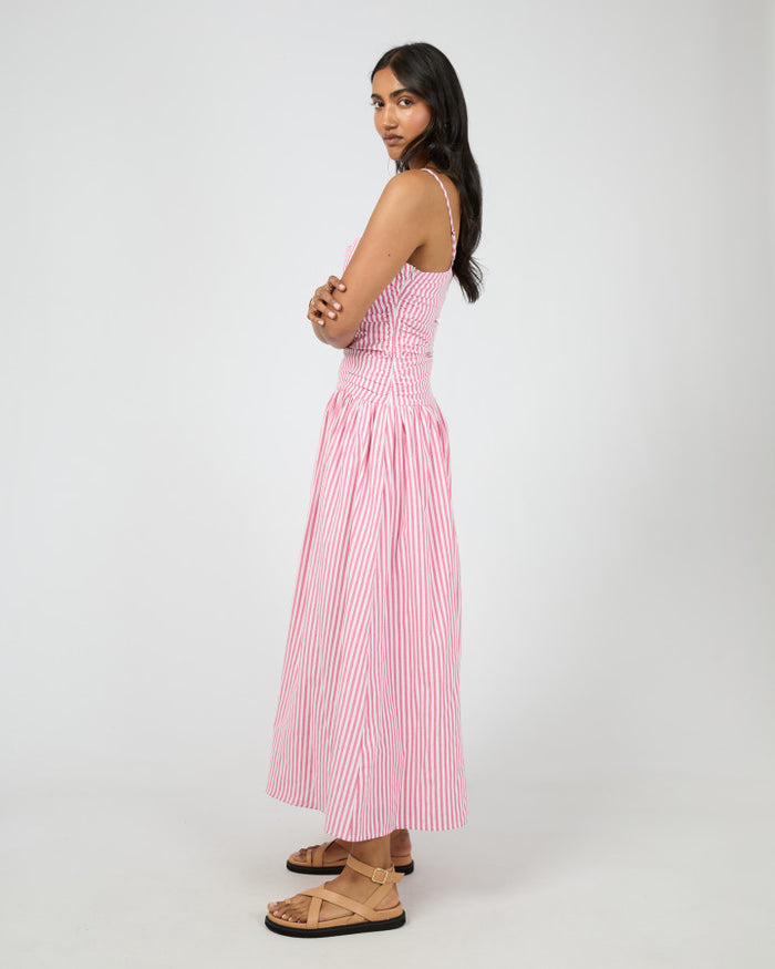 pink striped spaghetti straps maxi dress | All About Eve