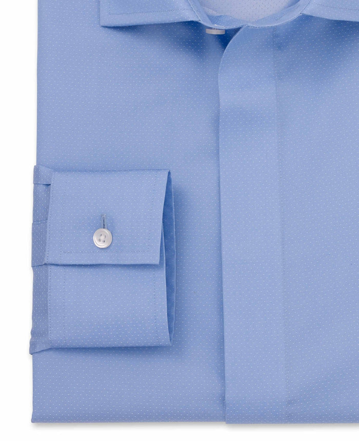 francis blue pinspot dobby made to measure shirt cuff detail